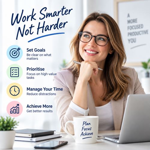 Time management training – Work Smarter Not Harder infographic
